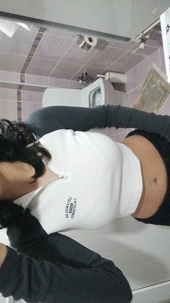  y2k gri beyaz crop 