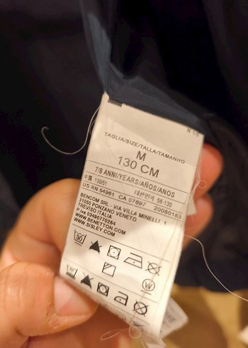 11-12 Yaş Beden Erkek çocuk mont benetton