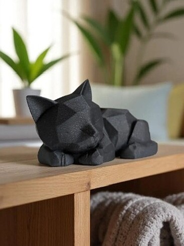 ???? 3D Baskı Siyah Kedi Dekoru