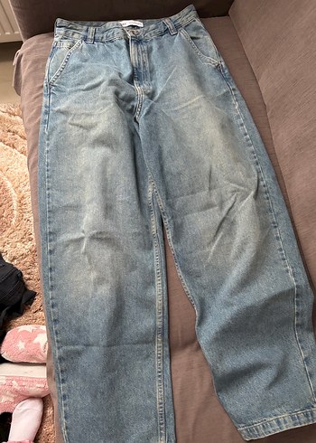 Bershka Mavi Pastel Renkli Rahat Kesim Kadın Kot Pantolon