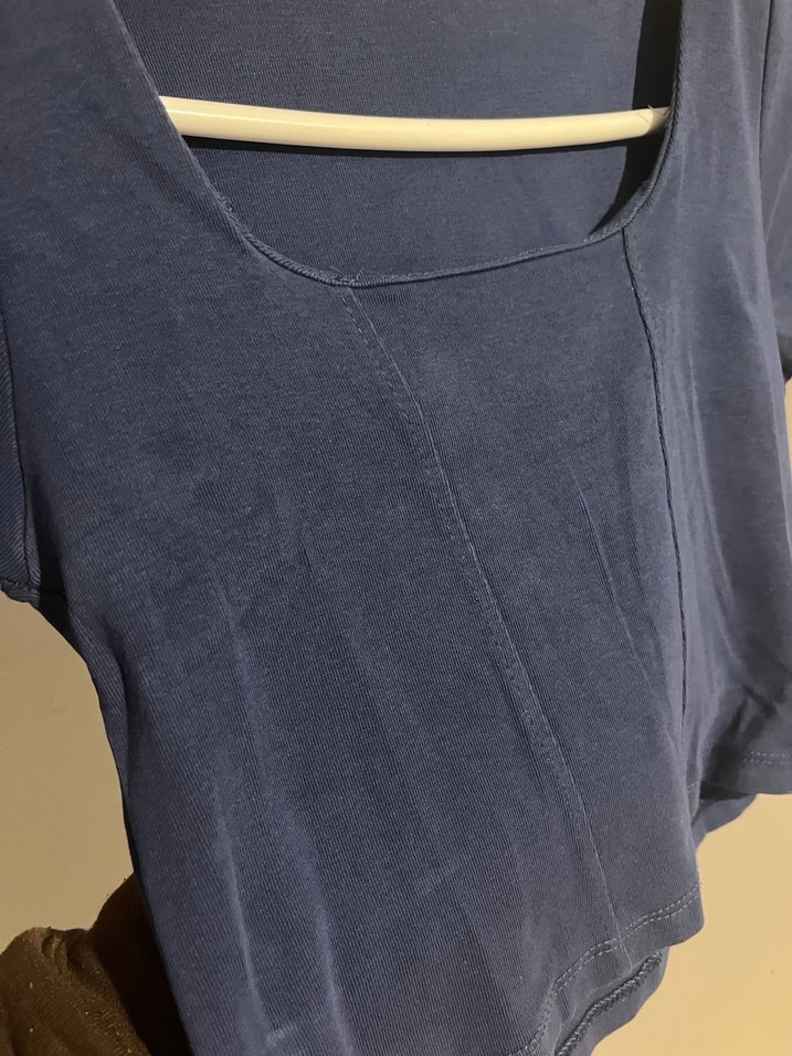 Kadın Koyu Mavi Kısa Crop Top - Görsel 4