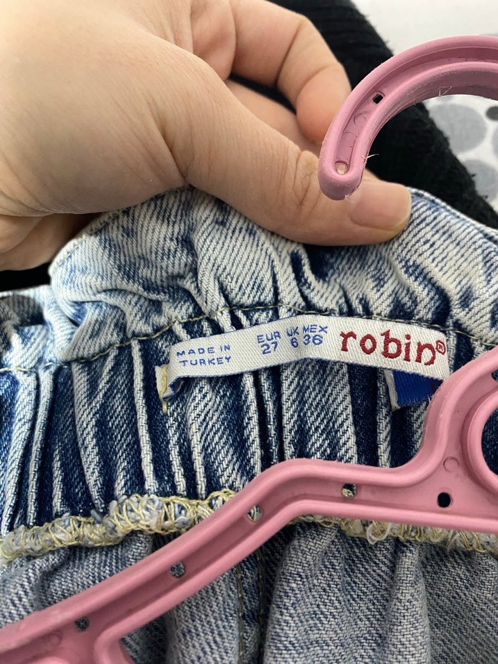 Gri Batik Desenli Salaş Midi Kot Pantolon - Görsel 2