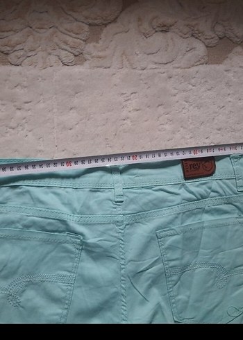 Turkuaz Mini Kadın Denim Pantolon - Görsel 4