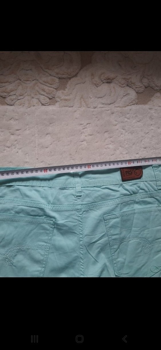 Turkuaz Mini Kadın Denim Pantolon - Görsel 4