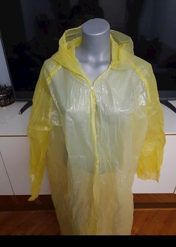 Sarı Şeffaf Uzun Kollu Yağmurluk - Görsel 2