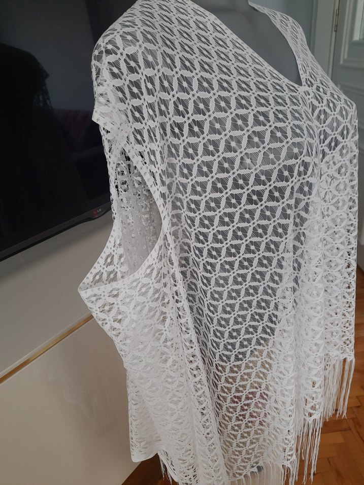 Dantel Detaylı Beyaz Uzun Kadın Pareo - Görsel 2