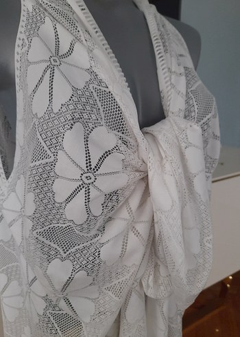 Beyaz Dantelli pareo - Görsel 2