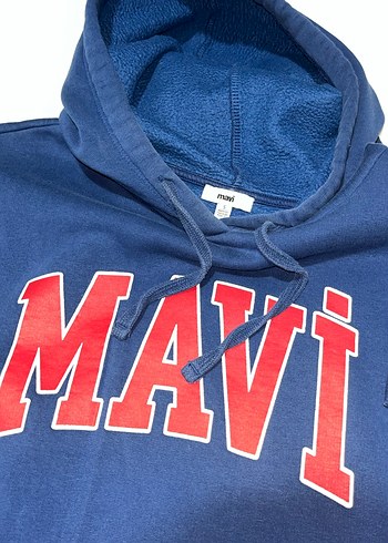 Mavi Kapüşonlu Fermuarlı Sweatshirt