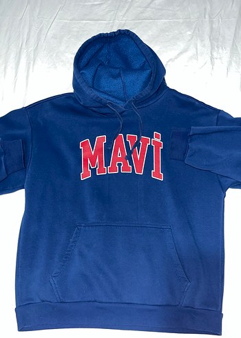 s Beden Mavi Kapüşonlu Fermuarlı Sweatshirt