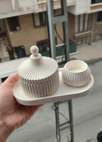Beyaz Dekoratif Mumluk Seti