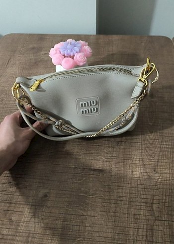 Bej Deri Kadın El Çantası - Miu Miu - Görsel 3