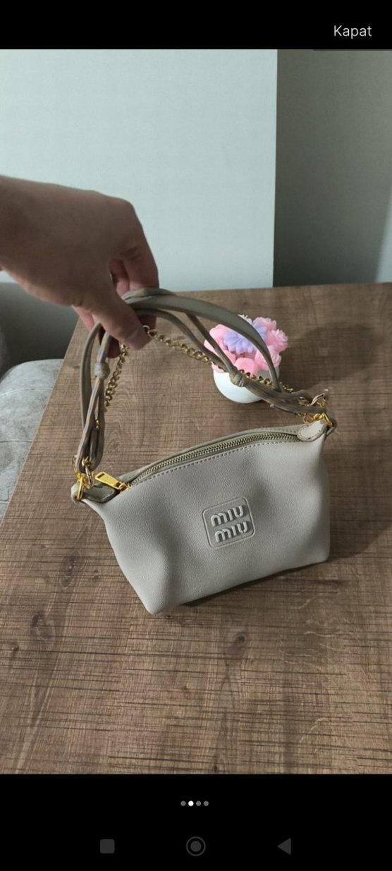 Bej Deri Kadın El Çantası - Miu Miu - Görsel 2