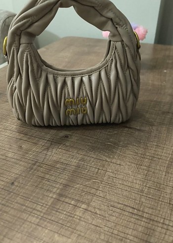 Bej Puf Detaylı Keten Kadın Çanta - Görsel 2