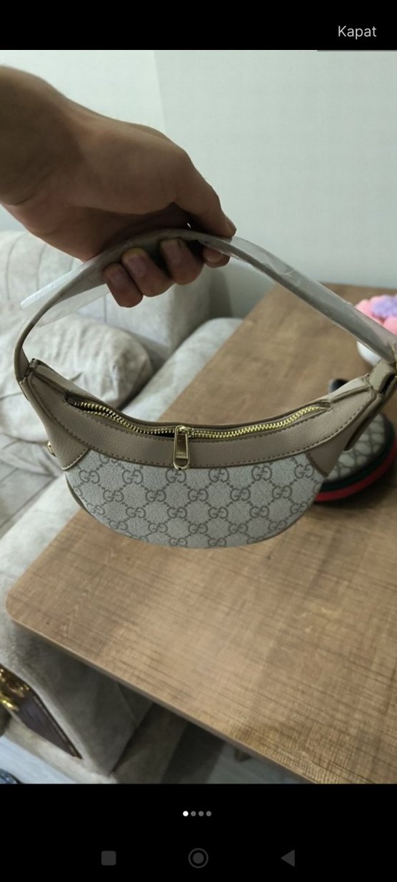 açık kahve rengiBaskılı Deri Kadın Çanta - Görsel 2