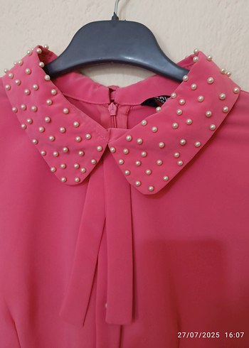 Diğer İnci Detaylı Pembe Kadın Gömlek