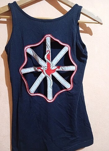 l Beden Lacivert Arkası Desenli T shirt