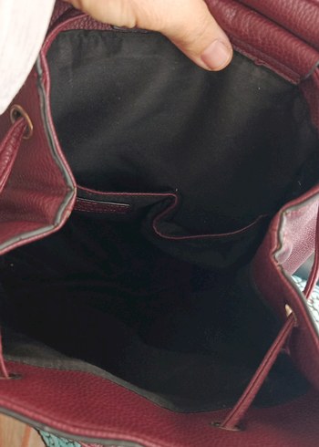 Bordo Deri Kadın Sırt Çantası - Görsel 3