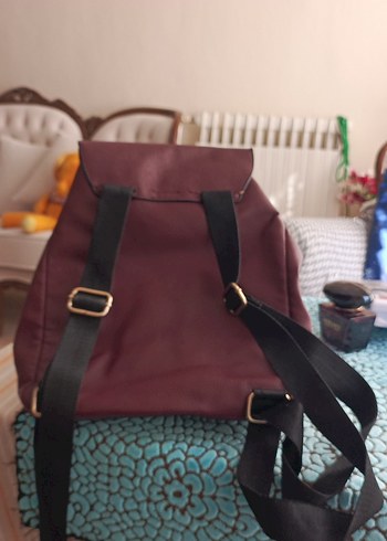 Bordo Deri Kadın Sırt Çantası - Görsel 2