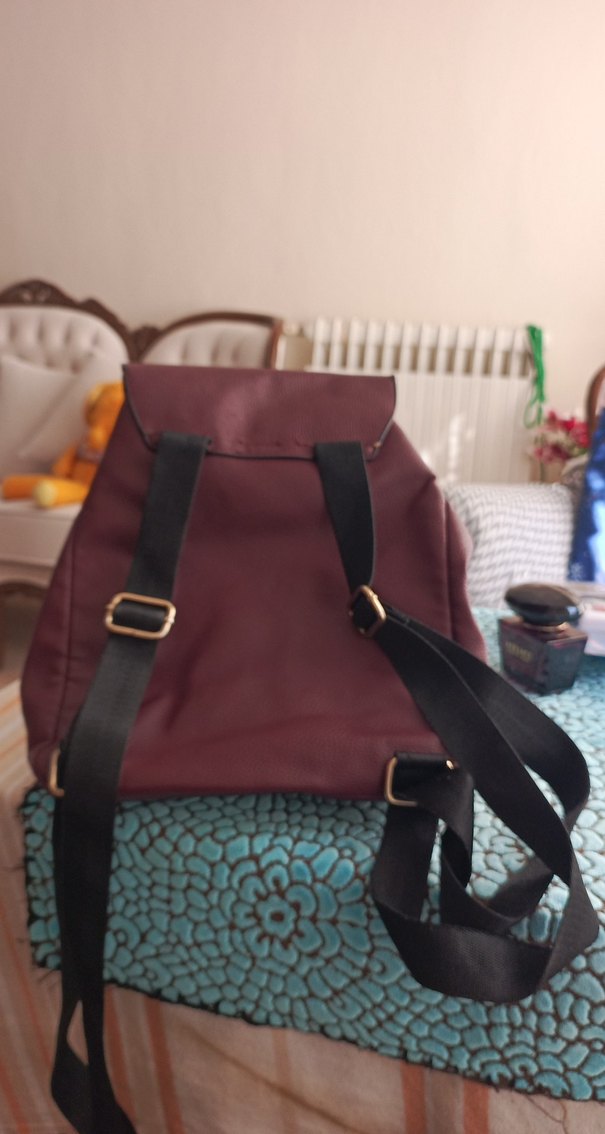 Bordo Deri Kadın Sırt Çantası - Görsel 2