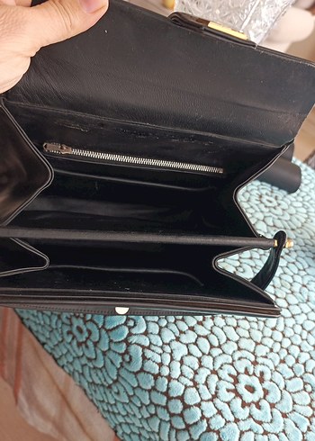 Klasik Siyah Deri Tokalı Vintage Çanta - Görsel 3