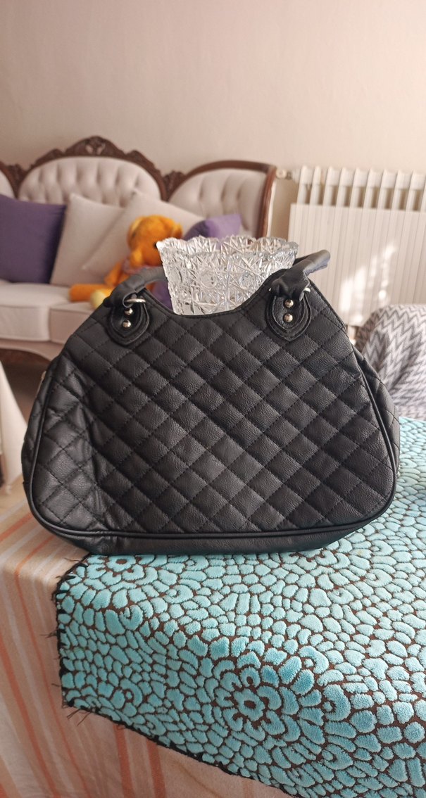 Siyah Deri Kadın Çanta - Klasik Goth - Görsel 3