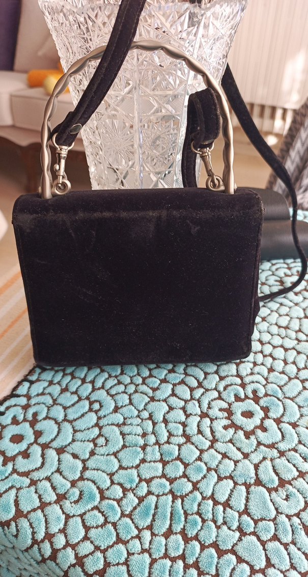Siyah Süet Kadın Vintage Çanta - Görsel 3