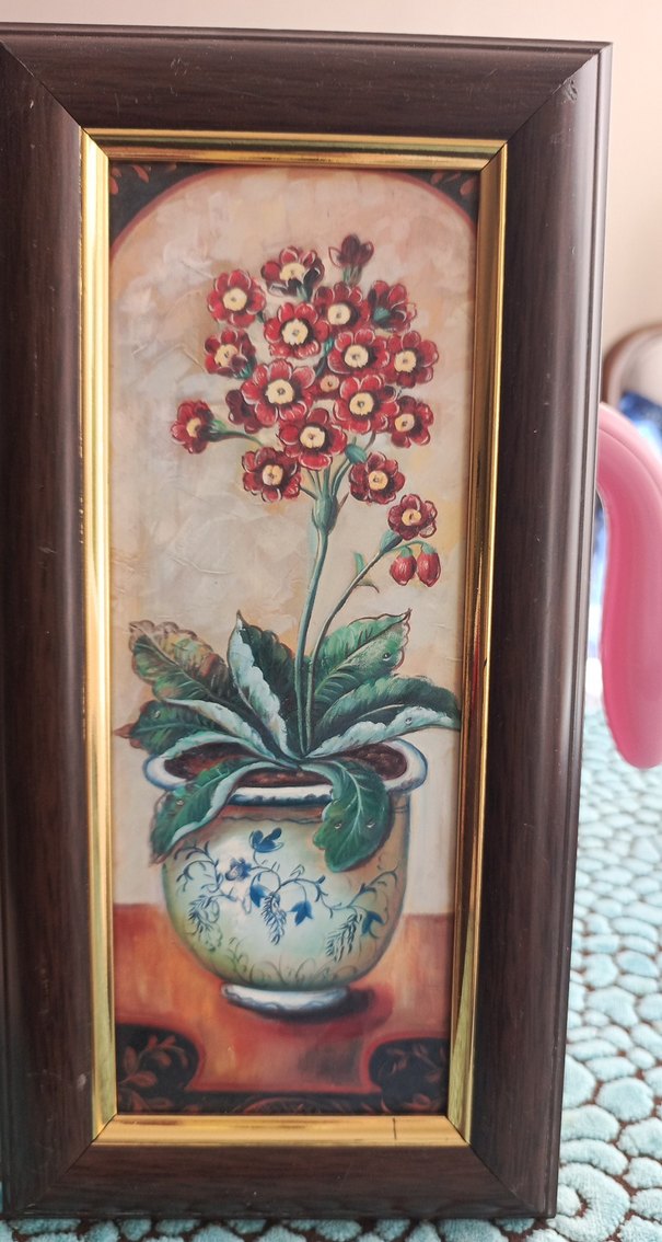 Kahverengi Çerçeveli Çiçekli Tablo (16x29) - Görsel 2