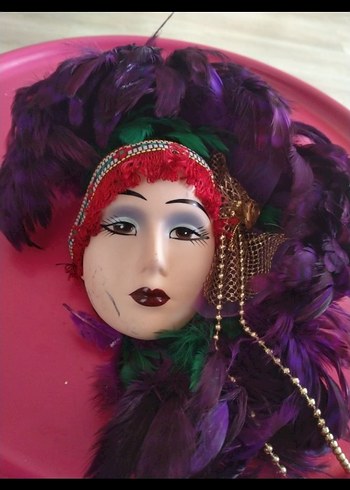 Kadın Maskesi Tüy ve Boncuk Detaylı - Görsel 3