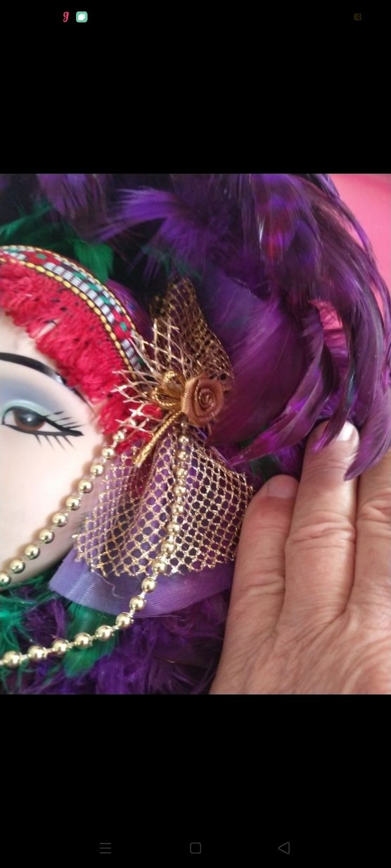 Kadın Maskesi Tüy ve Boncuk Detaylı - Görsel 2