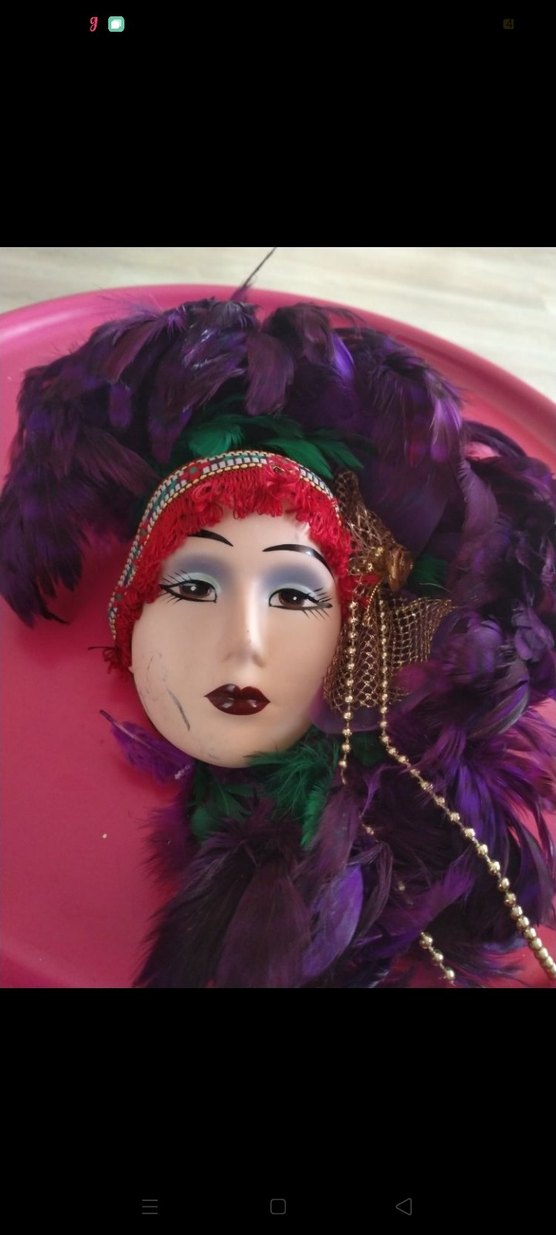 Kadın Maskesi Tüy ve Boncuk Detaylı - Görsel 3