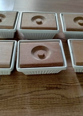 Bej Renkli Ahşap Kapaklı Saklama Kapları - Görsel 4