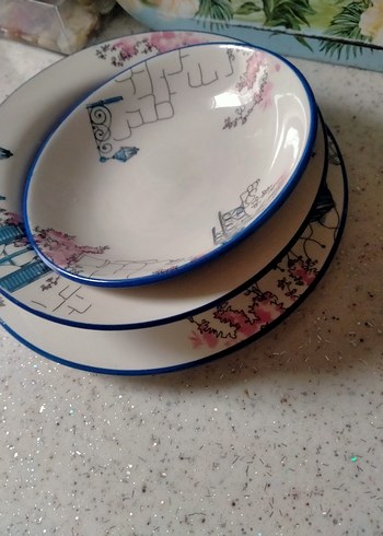 Mavi Pastel Renkli Desenli Yemek Tabağı Seti karaca - Görsel 4