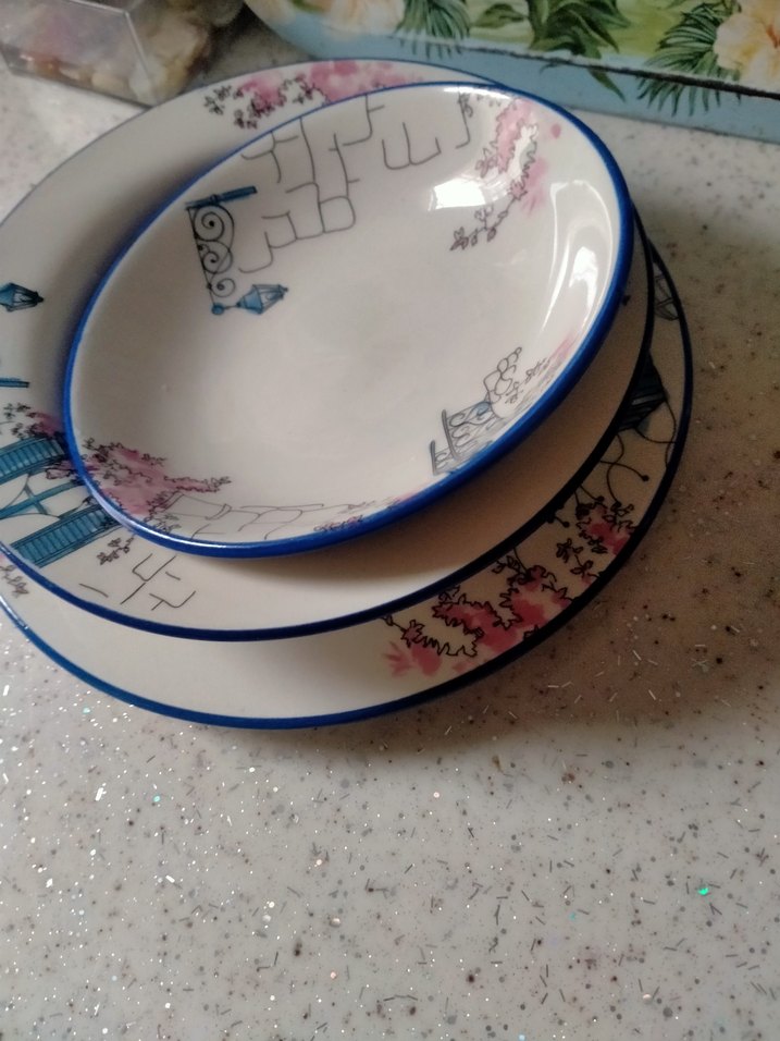 Mavi Pastel Renkli Desenli Yemek Tabağı Seti karaca - Görsel 4