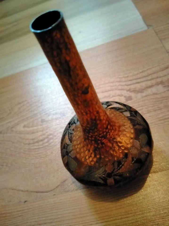 Koyu kahverengi dekoratif vazo bakır ürün - Görsel 2