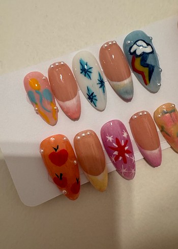 Pastel Renkli Çoklu Tırnak seti - Görsel 3