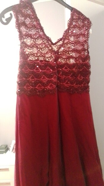 46 Beden bordo Renk Abiye 