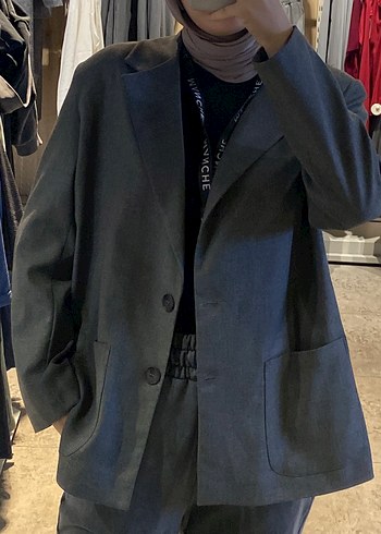 Diğer Gri Süet Kadın Blazer Ceket