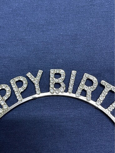 HAPPYBİRTHDAY PARTİ TAVI DOĞUM GÜNÜ METAL TAŞLI GÜMÜŞ RENK