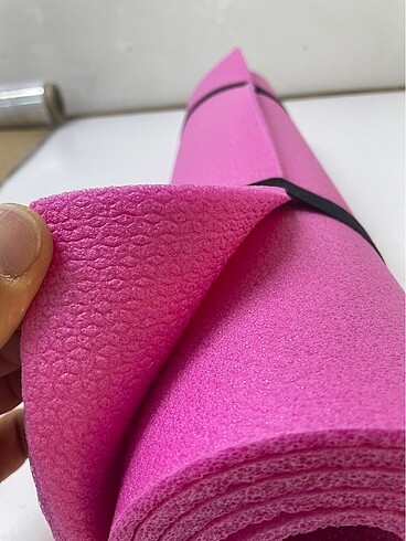 Pilates yoga matı 150x55 6mm pembe renk çift taraflı lastikli