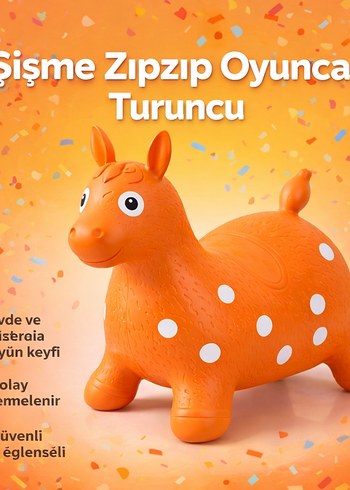 Turuncu Noktalı At Zıplayan Oyuncak ZIP ZIP OYUNCAK - Görsel 7