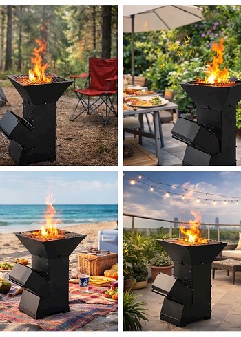 Taşınabilir Siyah Roket Sobası - Görsel 9