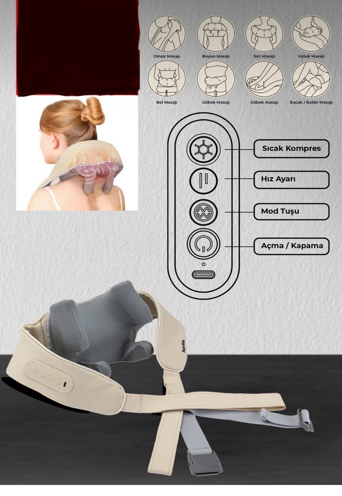 İnsan eli yoğurmalı ısılı kademeli boyun sırt bel bacak omuz kol - Görsel 4