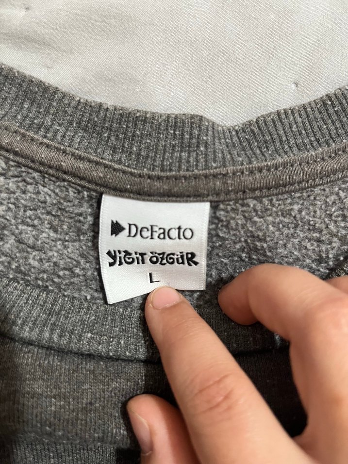 Gri Baskılı Kadın Sweatshirt - Görsel 3