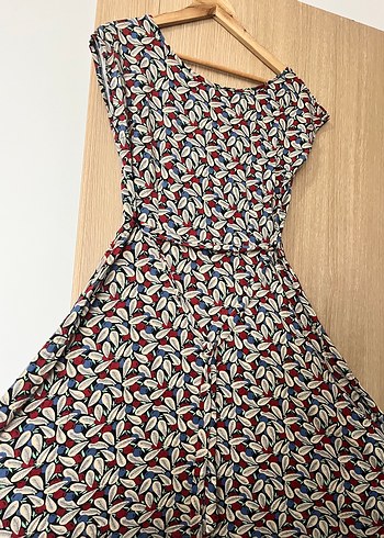 Renkli V Yaka Piliseli Uzun Bohem Elbise - Görsel 2