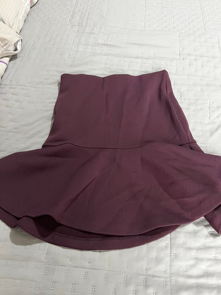 Bordo Pilili Midi Mini Etek - Görsel 2