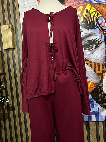 s Beden bordo Renk Bayan pijama takım