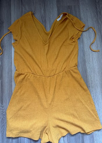 Sarı V Yaka Kısa Tulum - Görsel 2