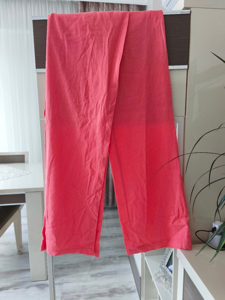 Kırmızı Salaş Keten kız çocukPantolon - Görsel 2