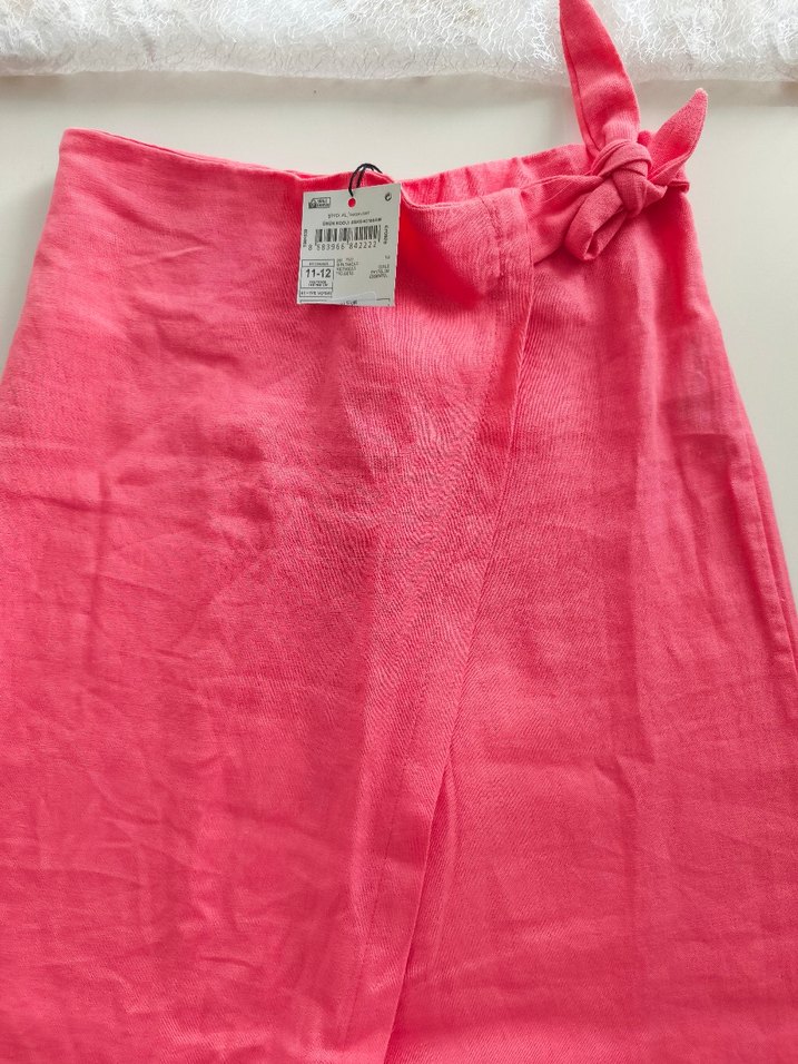 Kırmızı Salaş Keten kız çocukPantolon - Görsel 3