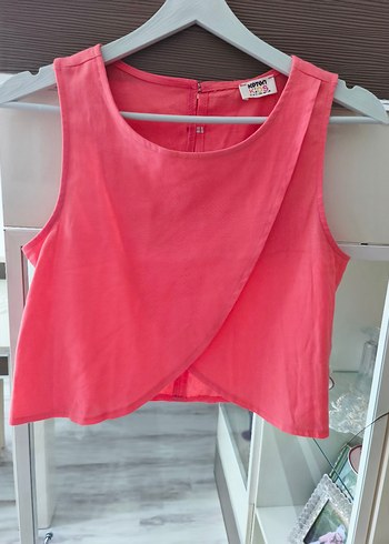 Kolsuz Kırmızı Keten Bluz - Görsel 3